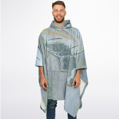 Hillberg, Alaska Ski Resort Map Flannel Blanket Poncho