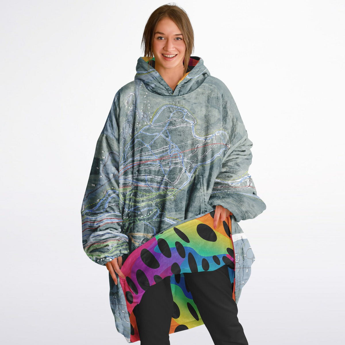 Ski Resort Map Reversible Snug Hoodie.