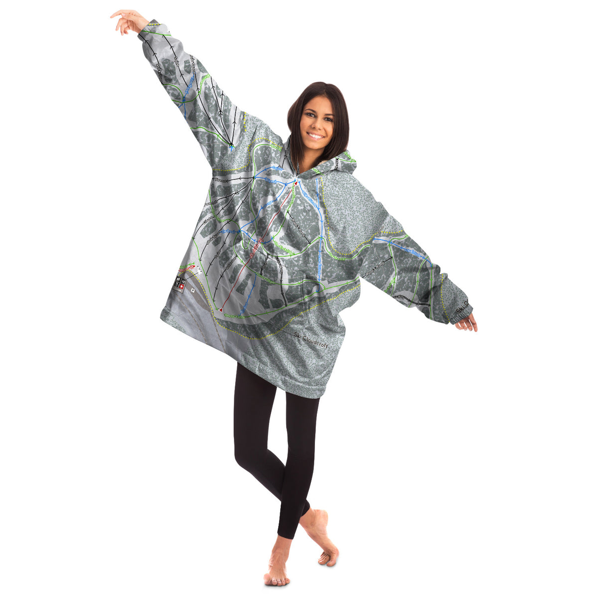 Ski Cloudcroft, New Mexico Ski Trail Map - Snug Hoodie