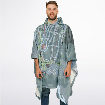 Kicking Horse, British Columbia Ski Resort Map Flannel Blanket Poncho
