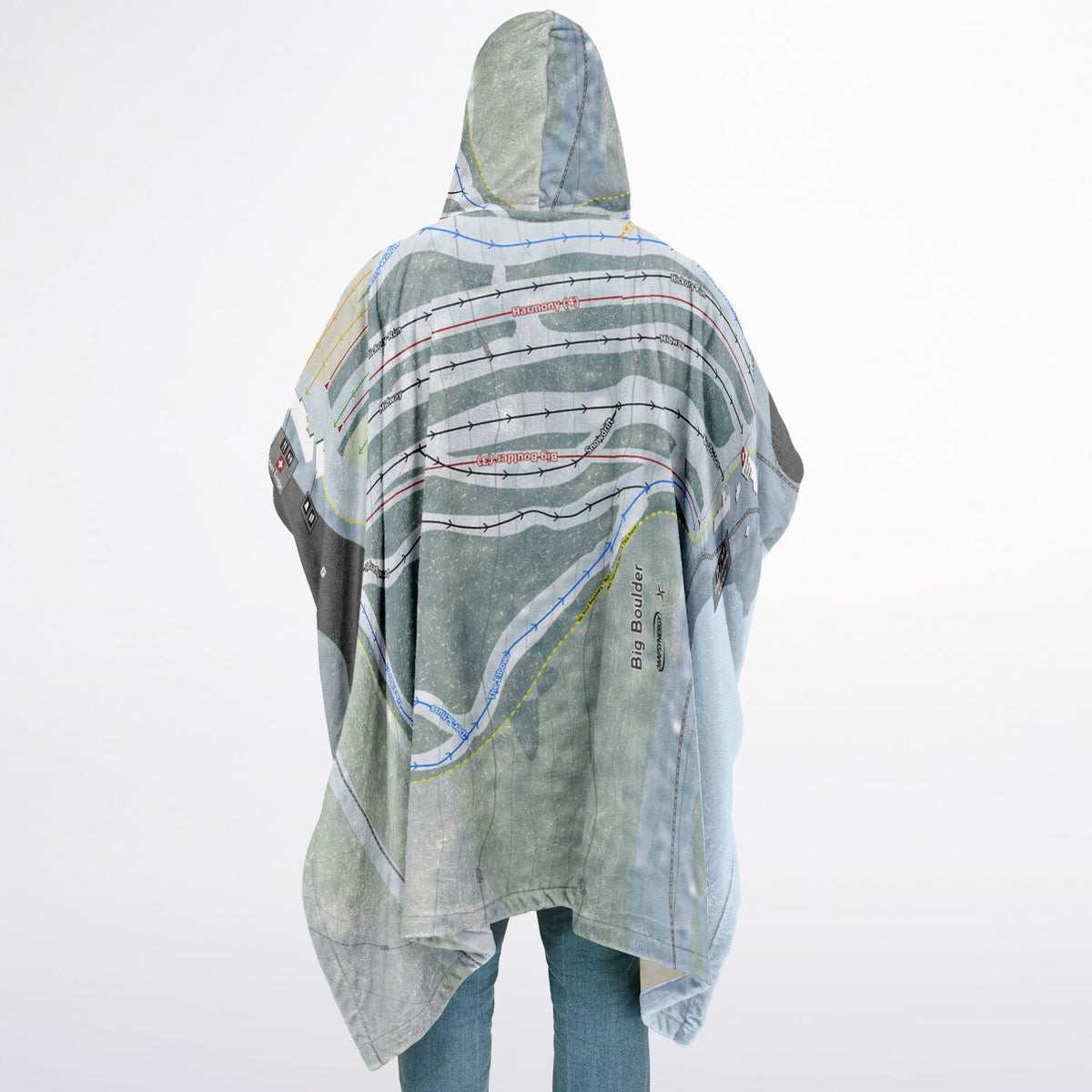 Big Boulder, Pennsylvania Ski Resort Map Flannel Blanket Poncho