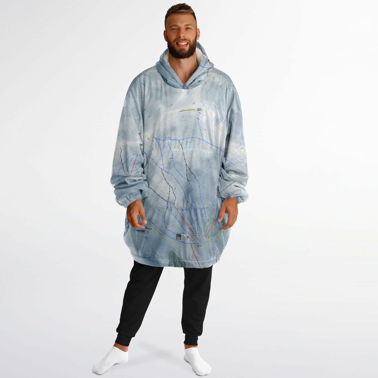 Temple Basin, New Zealand Ski Trail Map - Snug Hoodie - Powderaddicts