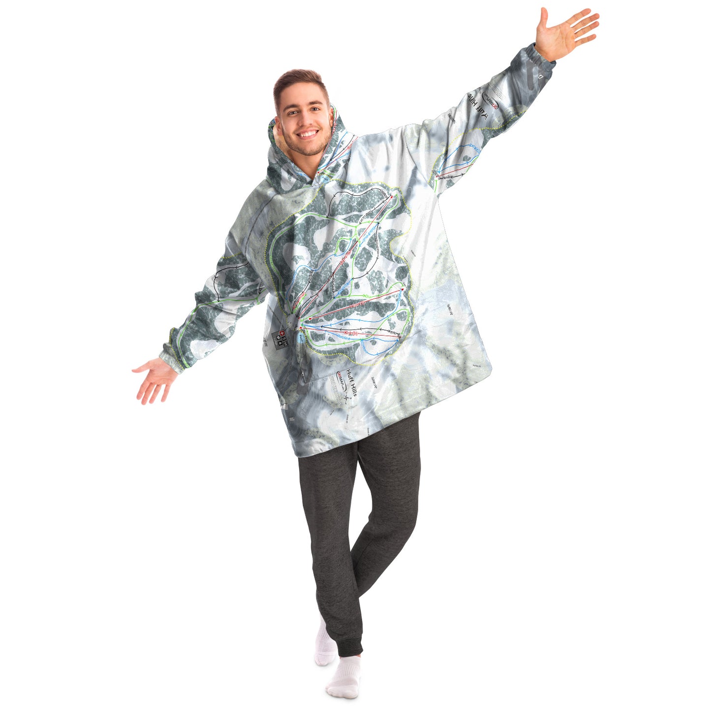 Huff Hills, North Dakota Ski Trail Map Snug Hoodie