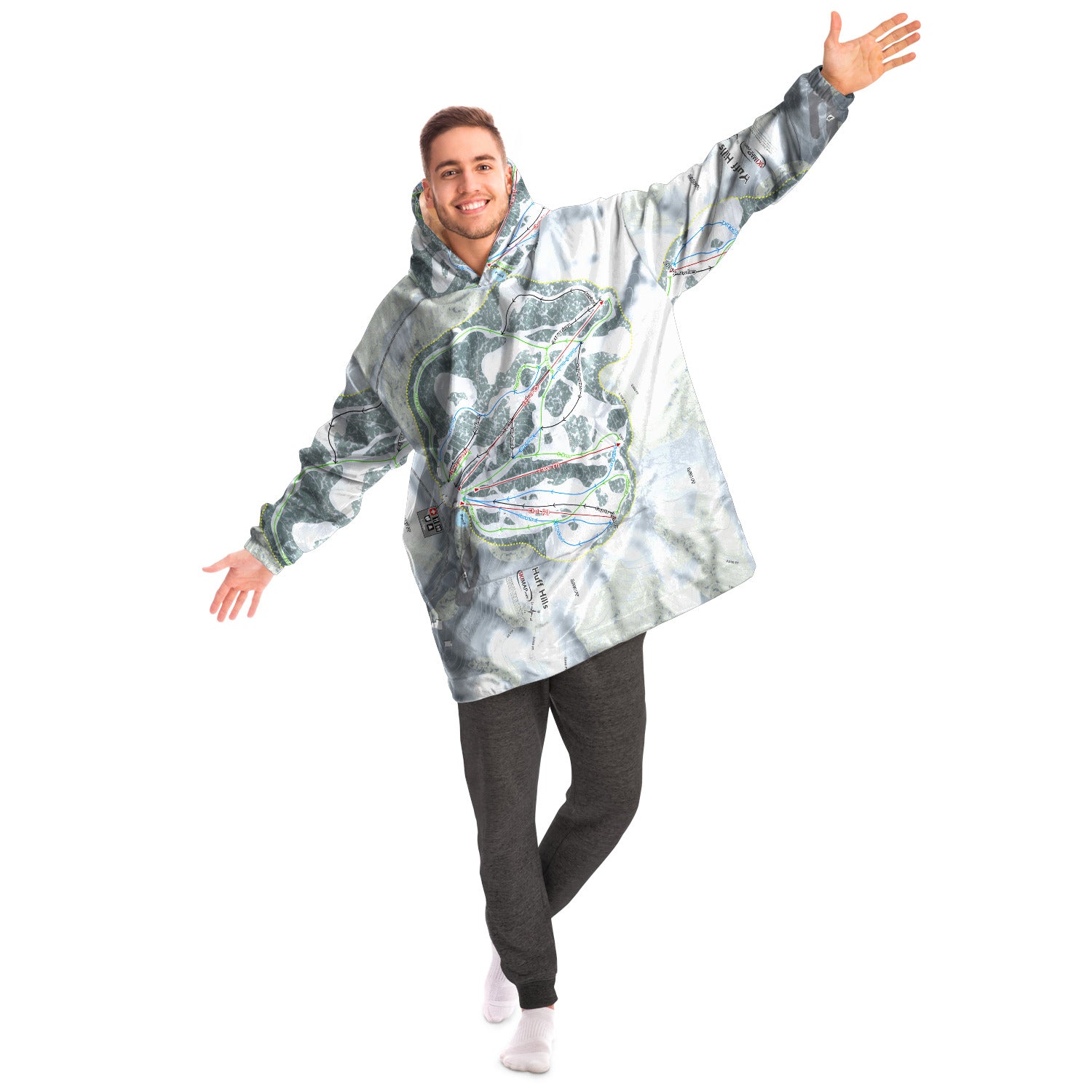 Huff Hills, North Dakota Ski Trail Map Snug Hoodie