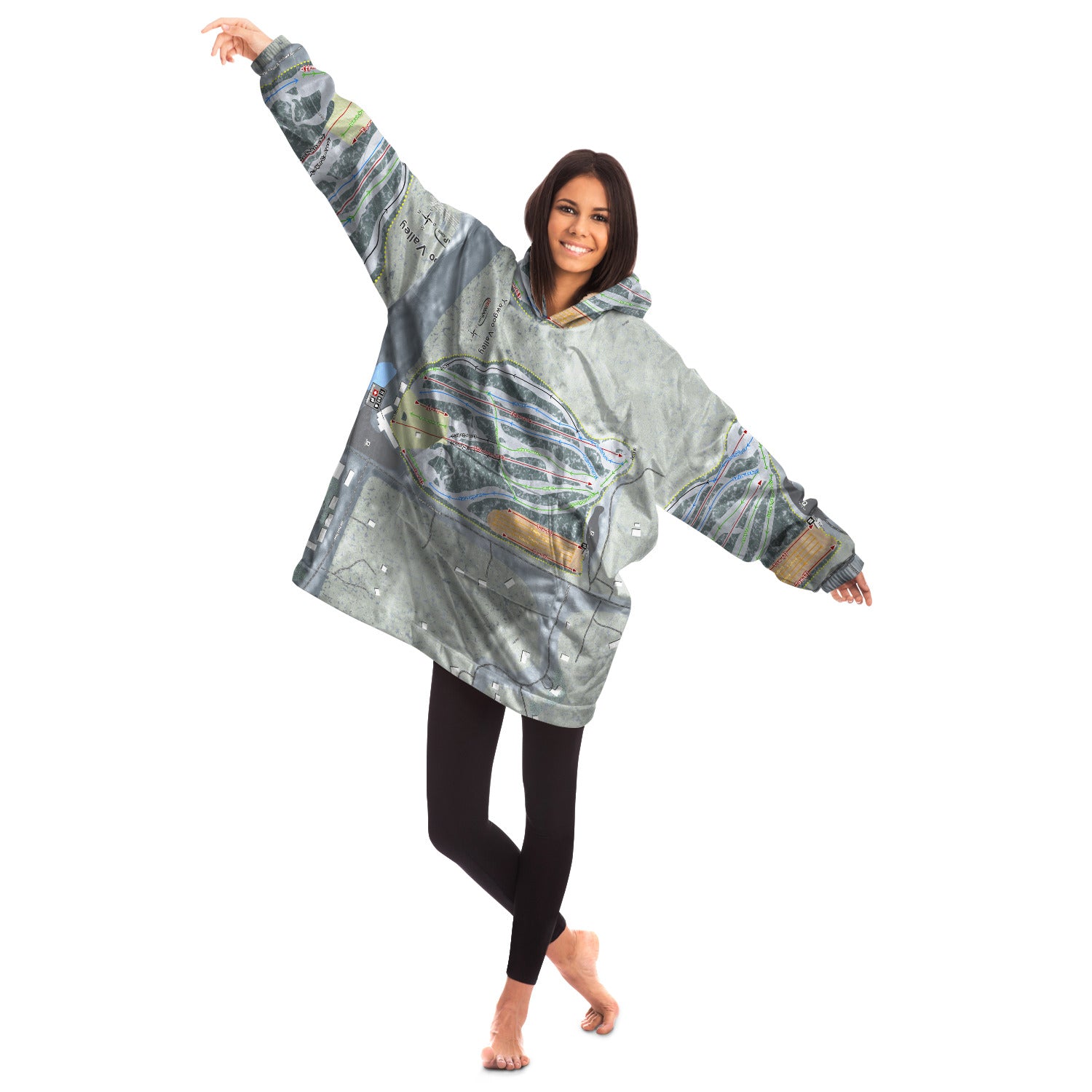 Yawgoo Valley, Rhode Island Ski Trail Map - Snug Hoodie - Powderaddicts
