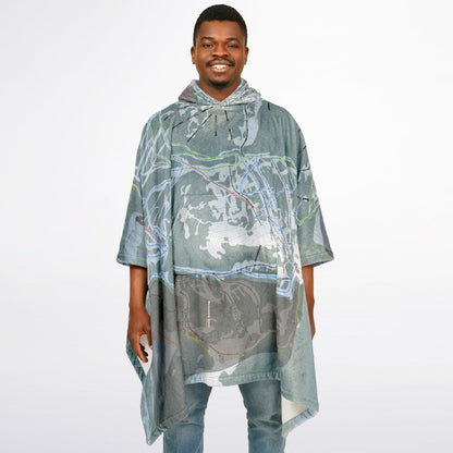 Red Mountain, British Columbia Ski Resort Map Flannel Blanket Poncho