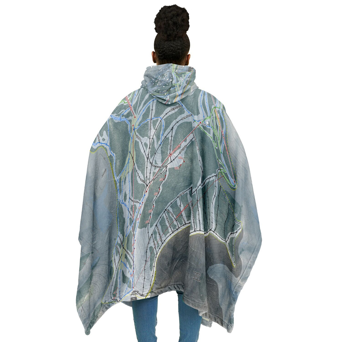 Sundance, Utah Ski Resort Map Flannel Blanket Poncho