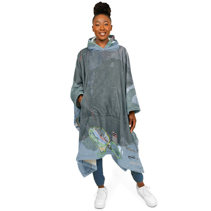 Kendall Mountain, Colorado Ski Resort Map Flannel Blanket Poncho