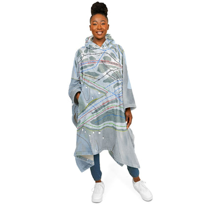 Big Powderhorn, Michigan Ski Resort Map Flannel Blanket Poncho