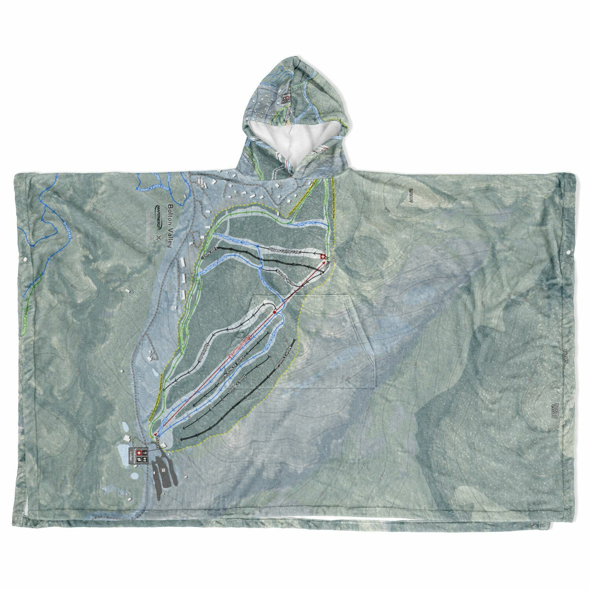 Bolton Valley, Vermont Ski Resort Map Flannel Blanket Poncho