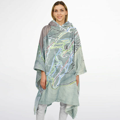 Taos, New Mexico Ski Resort Map Flannel Blanket Poncho