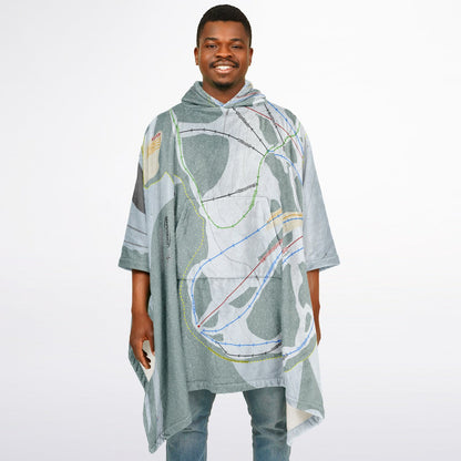 Boreal Mountain, California Ski Resort Map Flannel Blanket Poncho