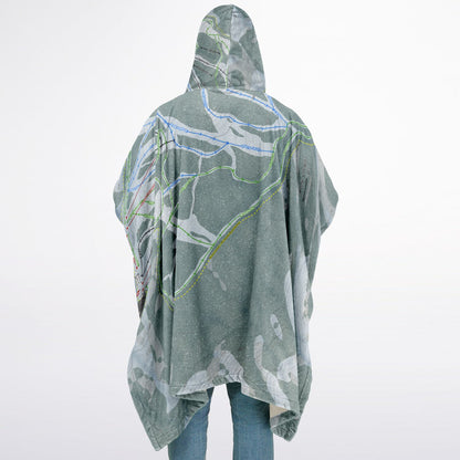 Kelly Canyon, Idaho Ski Resort Map Flannel Blanket Poncho