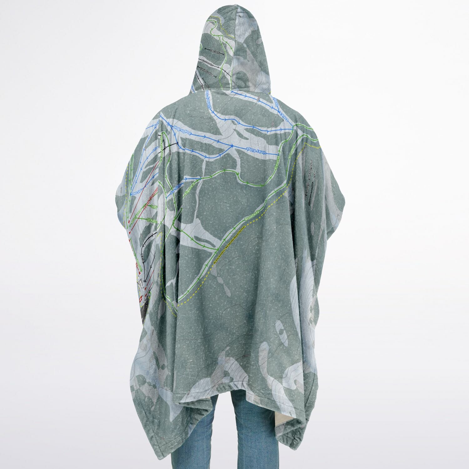 Kelly Canyon, Idaho Ski Resort Map Flannel Blanket Poncho
