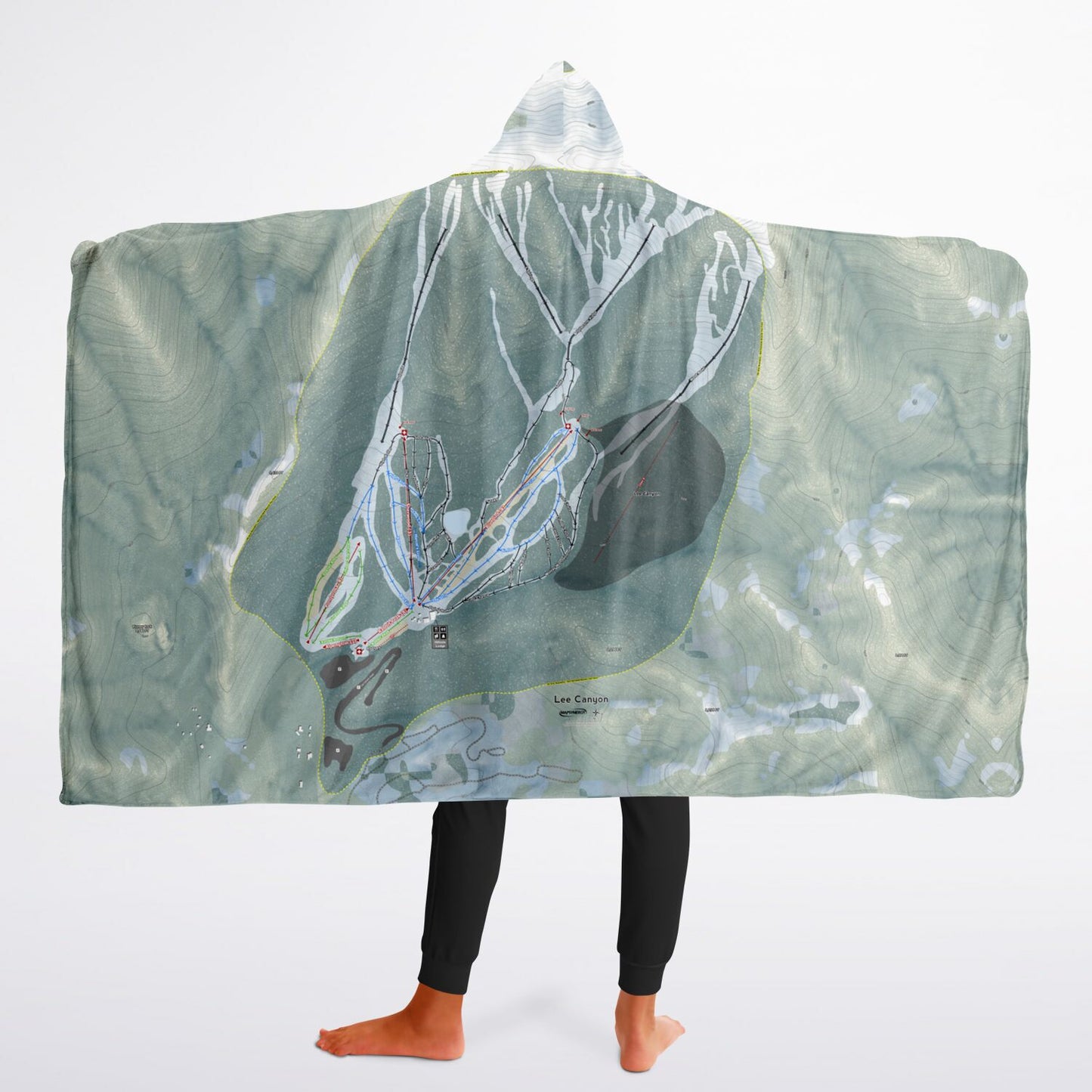 Lee Canyon, Nevada Ski Trail Map - Youth Hooded Blanket