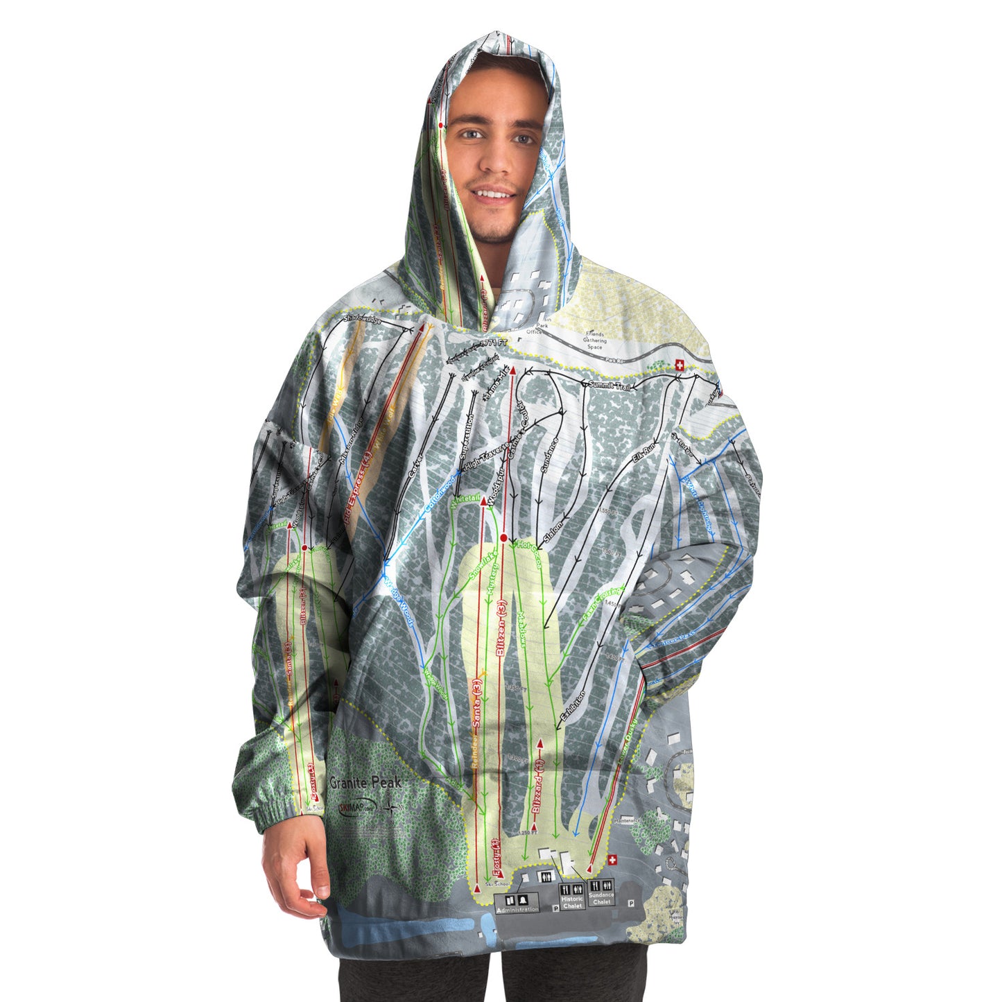 Granite Peak, Wisconsin Ski Trail Map - Snug Hoodie