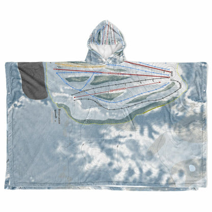 Bittersweet, Michigan Ski Resort Map Flannel Blanket Poncho