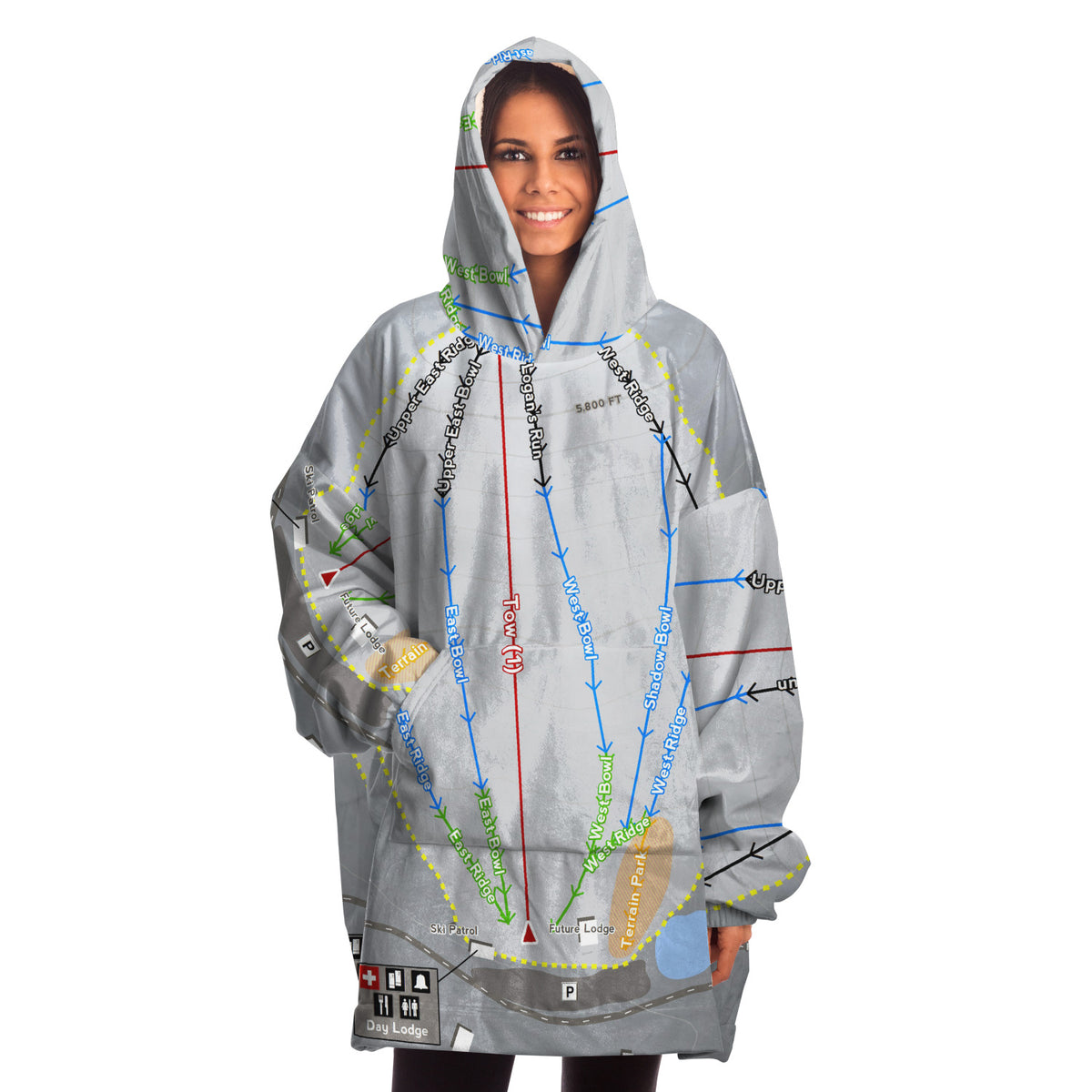 Rotarun, Idaho Ski Trail Map Snug Hoodie