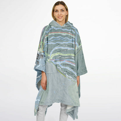 Bretton Woods, New Hampshire Ski Resort Map Flannel Blanket Poncho