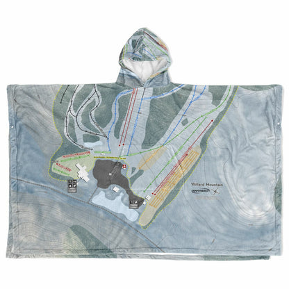Willard Mountain, New York Ski Resort Map Flannel Blanket Poncho