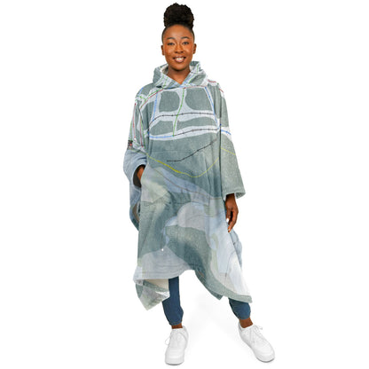 Bear Paw, Montana Ski Resort Map Flannel Blanket Poncho