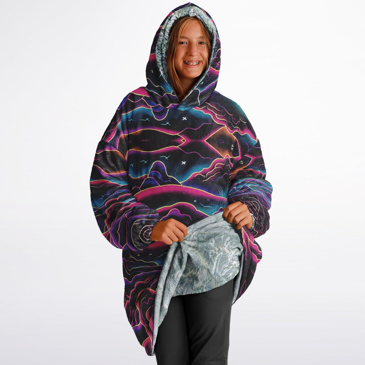 Powder Mountain, Utah Ski Resort Map Youth Reversible Snug Hoodie