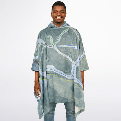 Granite Gorge, New Hampshire Ski Resort Map Flannel Blanket Poncho