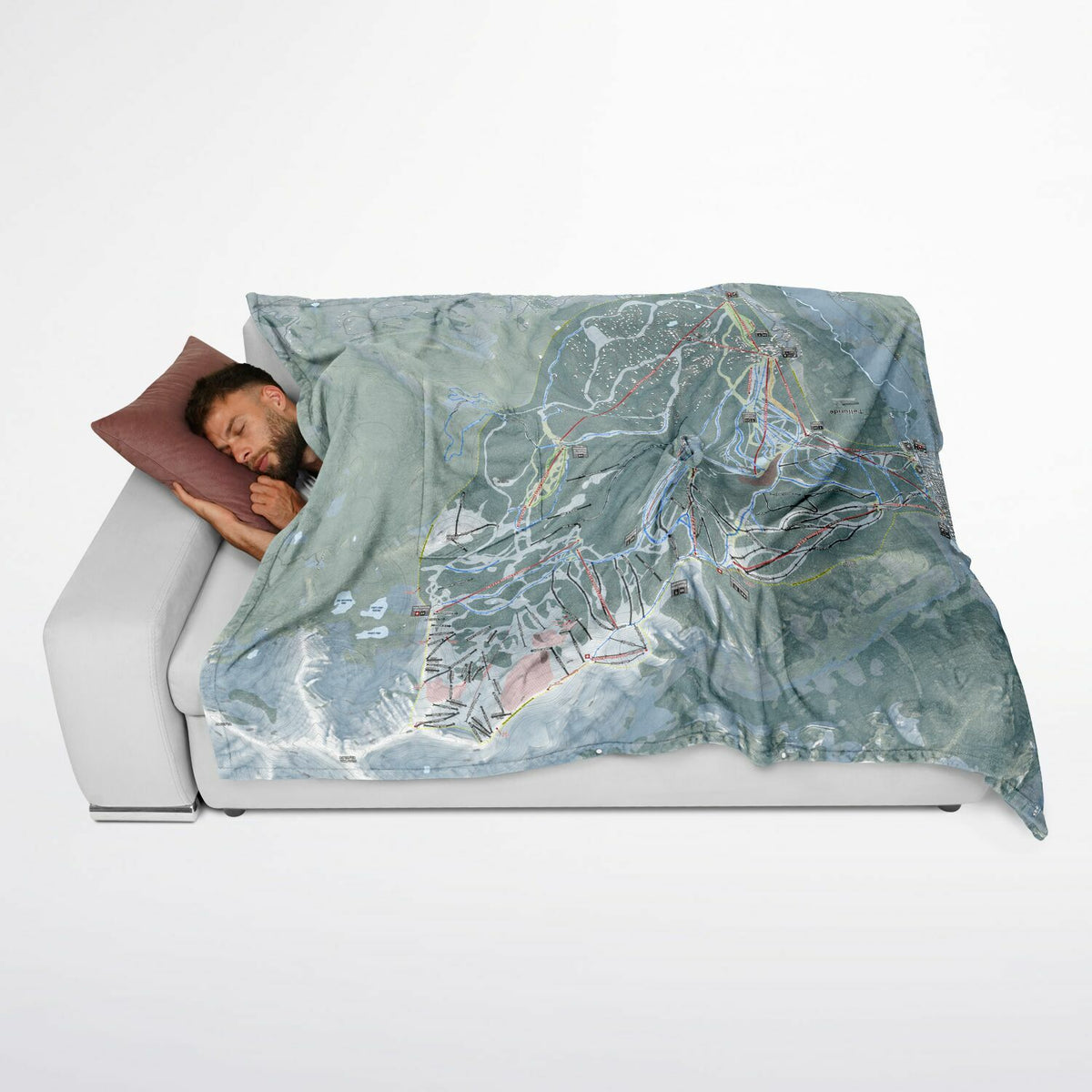 Telluride, Colorado Ski Resort Map Flannel Blanket Poncho
