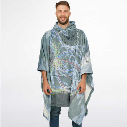 Wolf Creek, Colorado Ski Resort Map Flannel Blanket Poncho