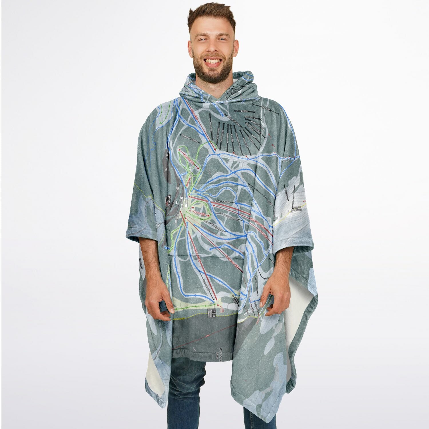 Wolf Creek, Colorado Ski Resort Map Flannel Blanket Poncho