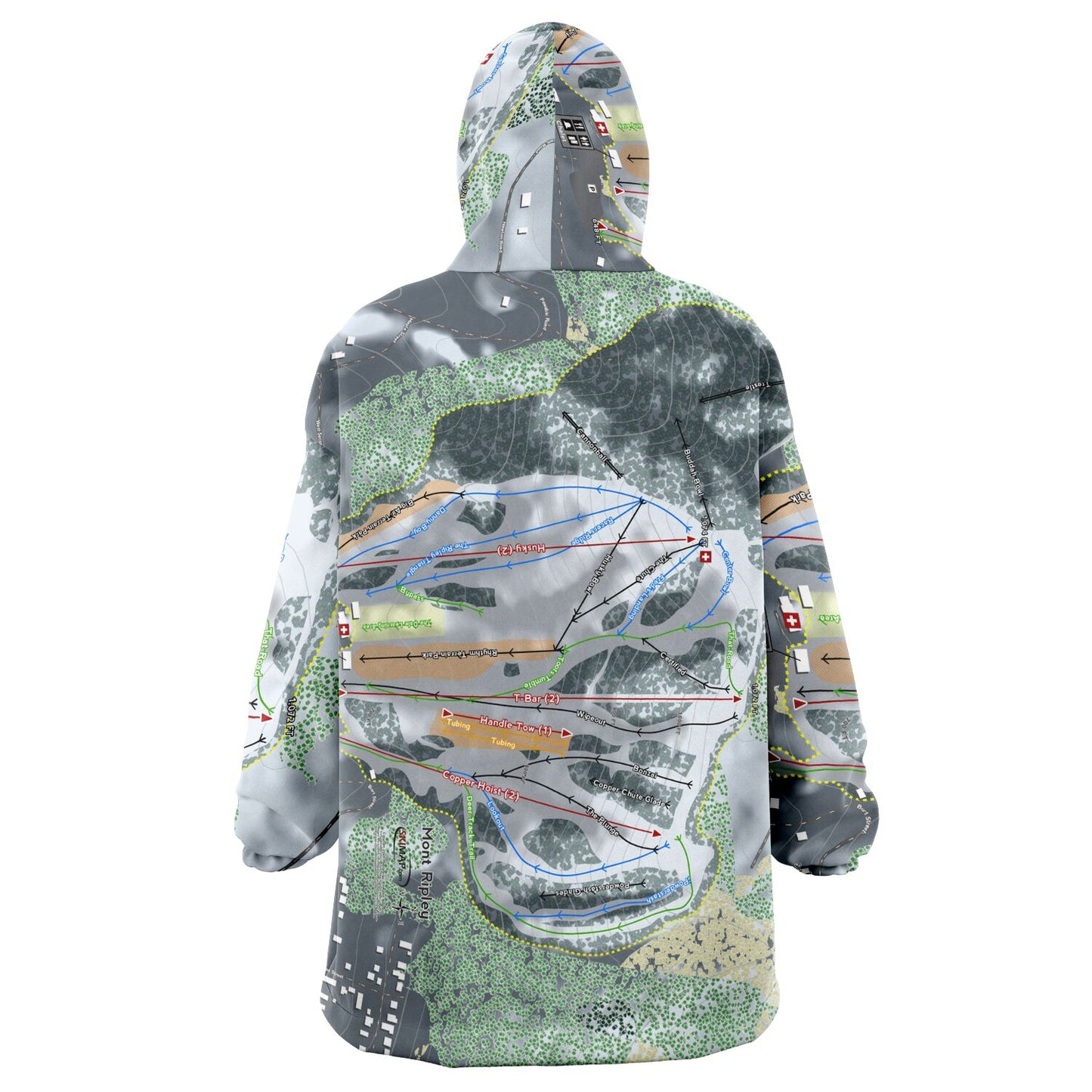 Mont Ripley, Michigan Ski Trail Map Snug Hoodie - Powderaddicts
