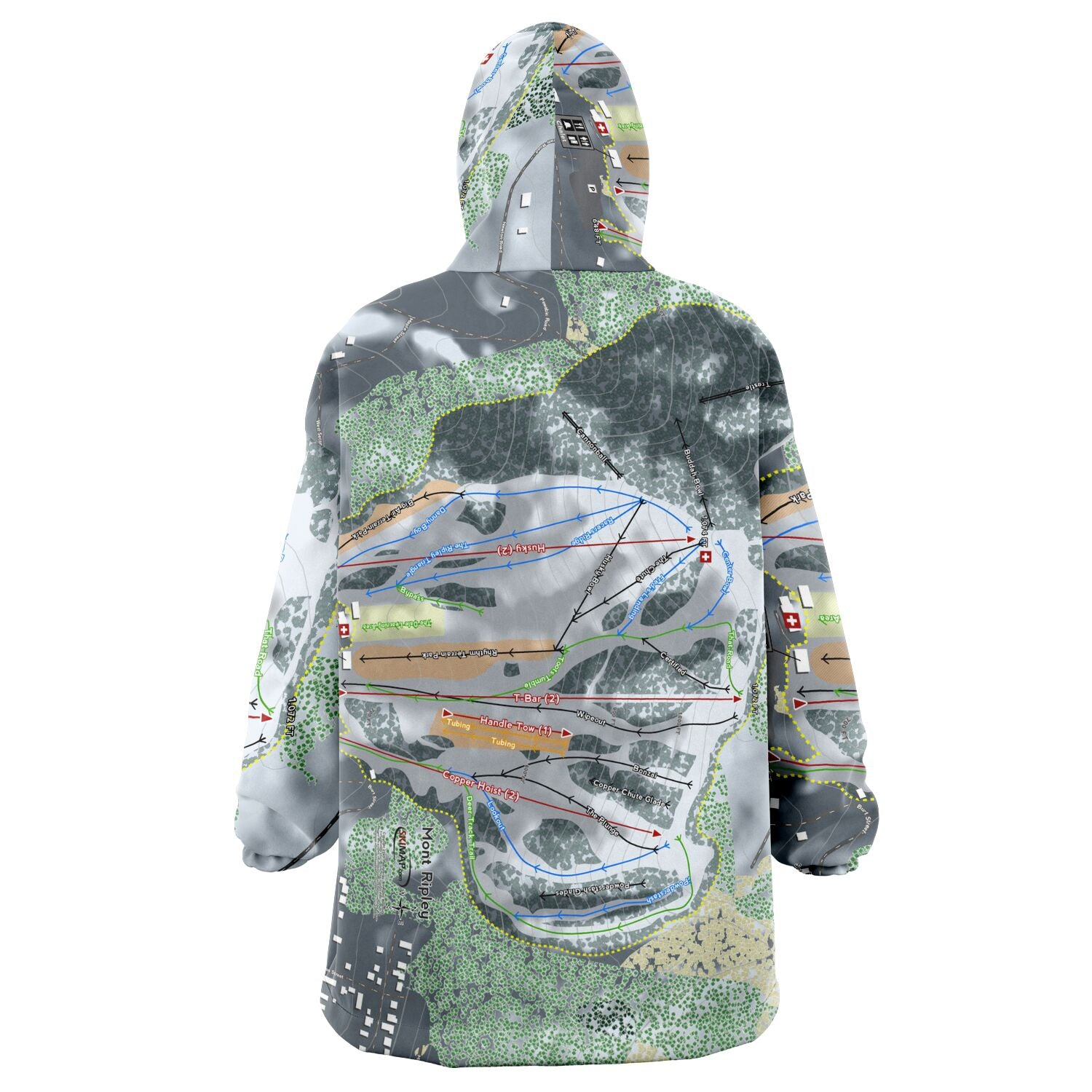 Mont Ripley, Michigan Ski Trail Map Snug Hoodie - Powderaddicts
