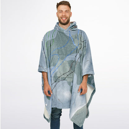Leavenworth Ski Hill, Washington Ski Resort Map Flannel Blanket Poncho