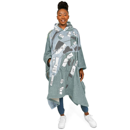 Granlibakken, California Ski Resort Map Flannel Blanket Poncho