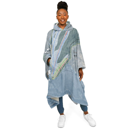 Victor Constant, New York Ski Resort Map Flannel Blanket Poncho