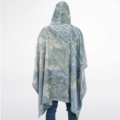 Tenney Mountain, New Hampshire Ski Resort Map Flannel Blanket Poncho