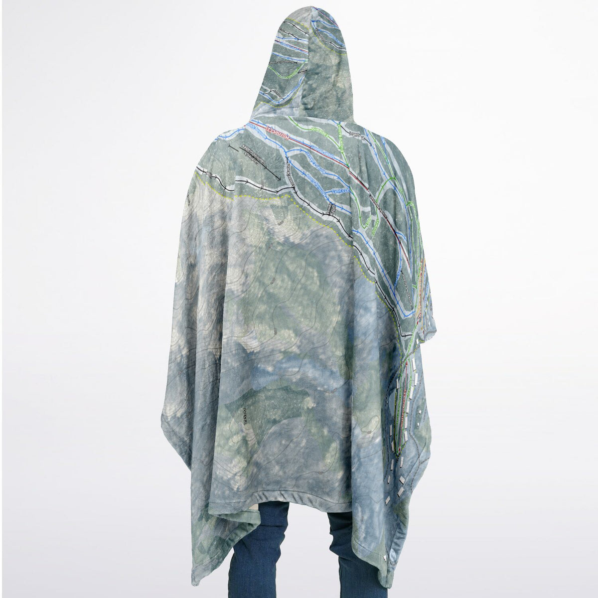 Tenney Mountain, New Hampshire Ski Resort Map Flannel Blanket Poncho