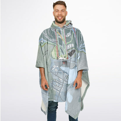Elk Mountain, Pennsylvania Ski Resort Map Flannel Blanket Poncho