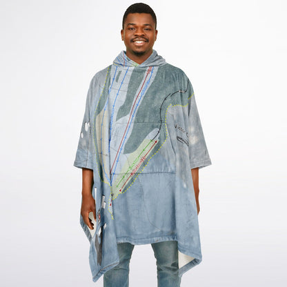 Victor Constant, New York Ski Resort Map Flannel Blanket Poncho