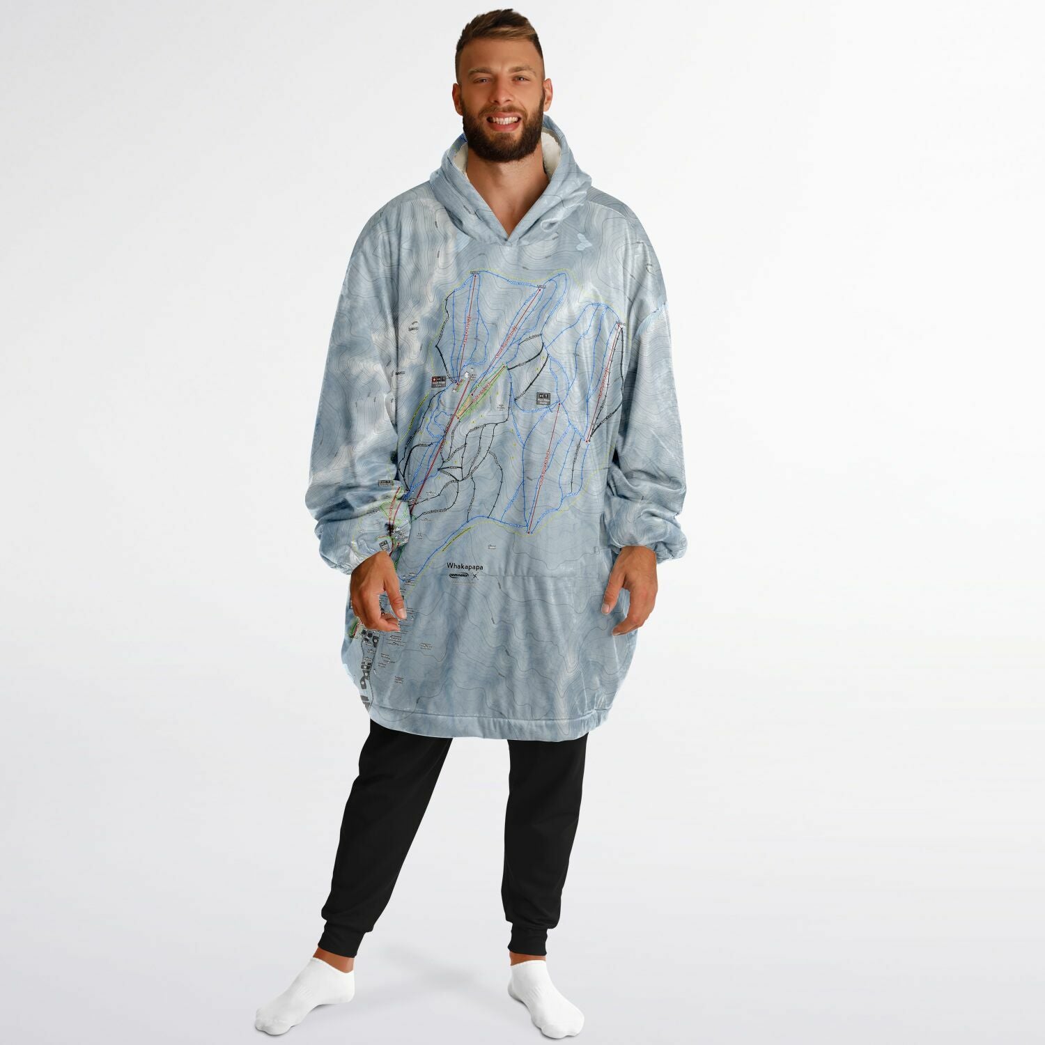 Whakapapa, New Zealand Ski Trail Map - Snug Hoodie - Powderaddicts