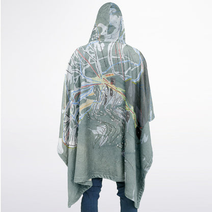 Schweitzer, Idaho Ski Resort Map Flannel Blanket Poncho