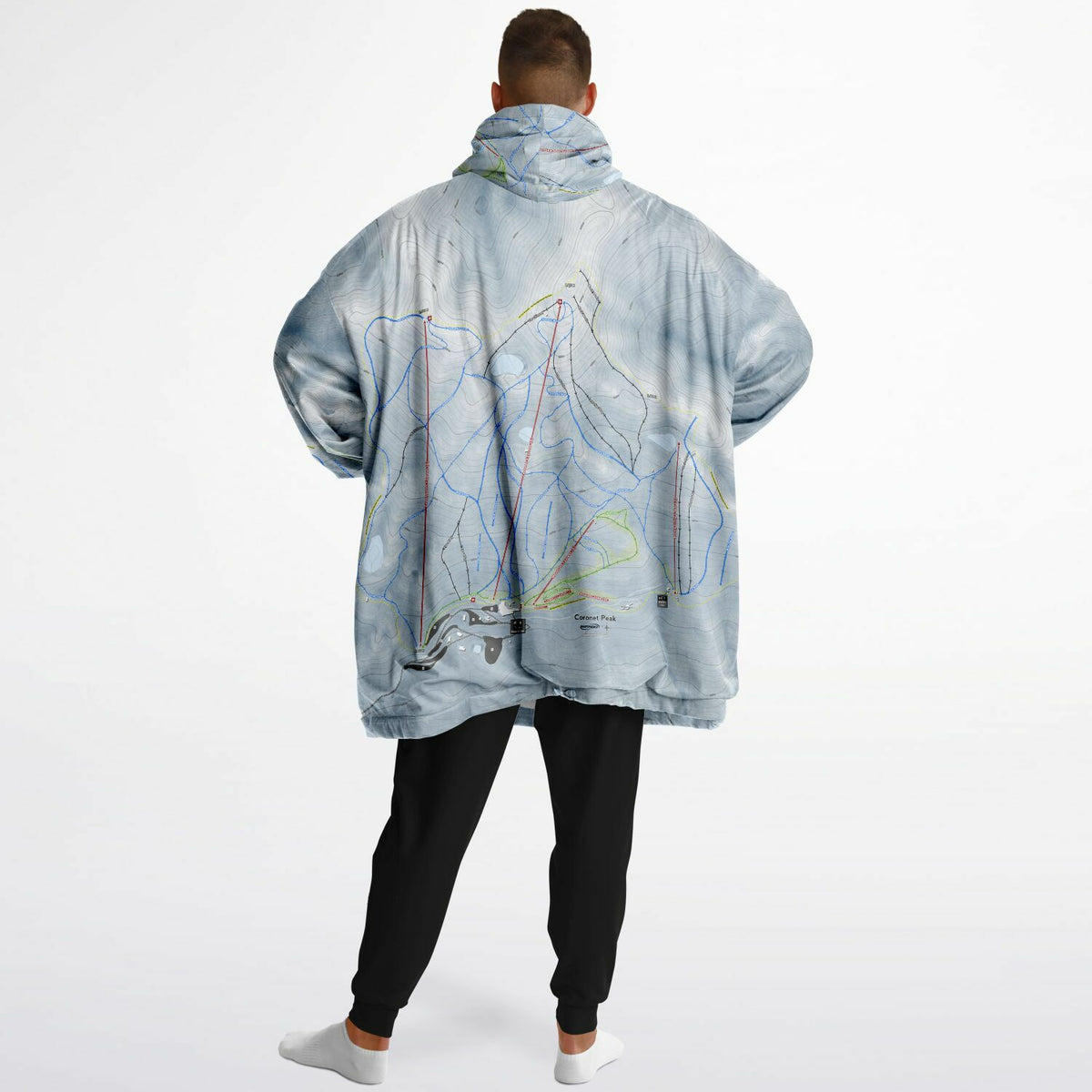 Coronet Peak, New Zealand Ski Trail Map - Snug Hoodie