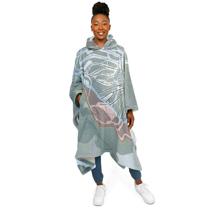 Mt Timothy, British Columbia Ski Resort Map Flannel Blanket Poncho