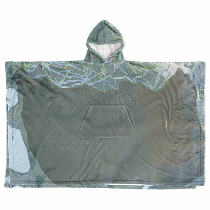 Revelstoke, British Columbia Ski Resort Map Flannel Blanket Poncho