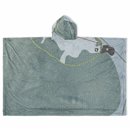 Dixie Summit, Oregon Ski Resort Map Flannel Blanket Poncho