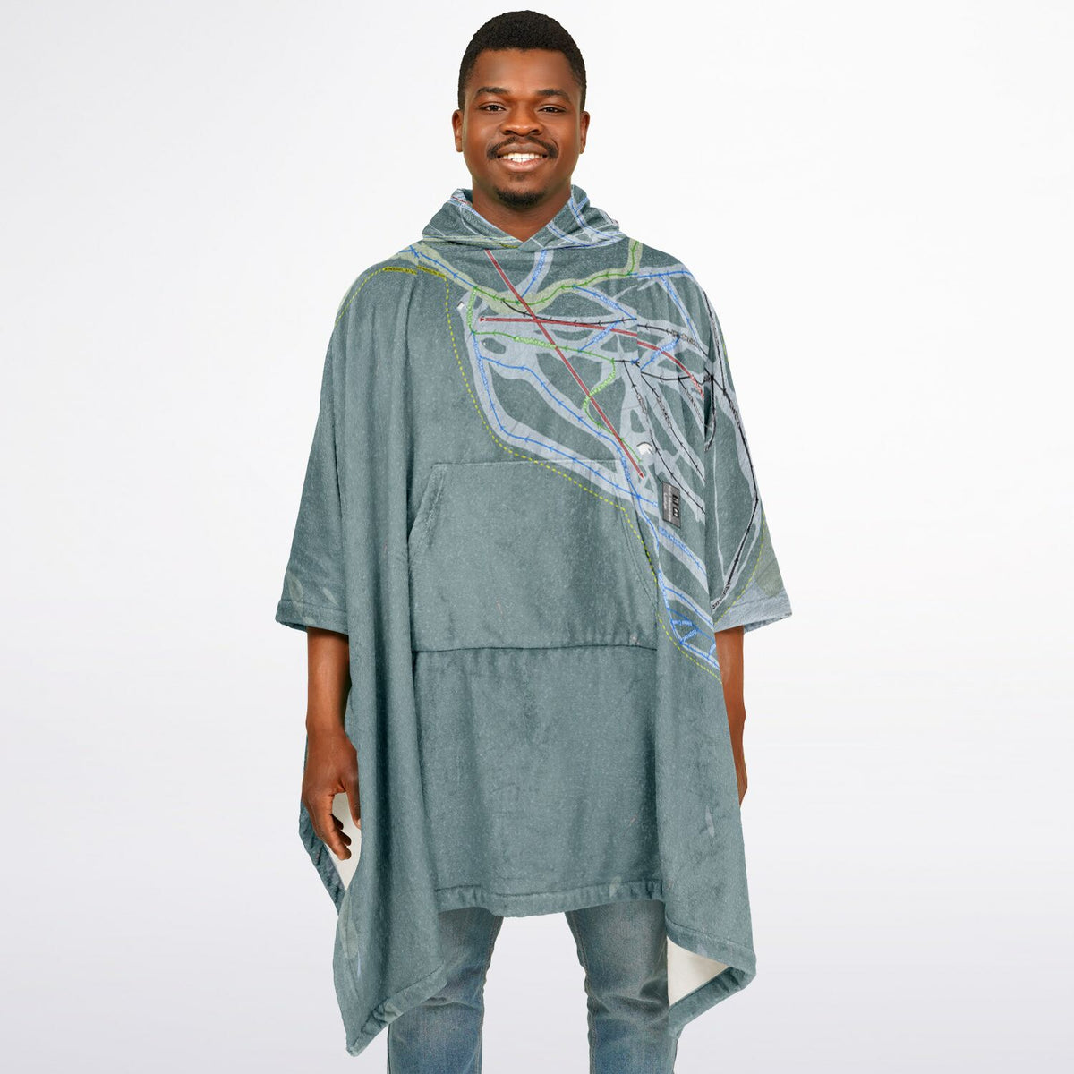 Nakiska, Alberta Ski Resort Map Flannel Blanket Poncho