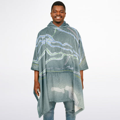 Murray Ridge, British Columbia Ski Resort Map Flannel Blanket Poncho