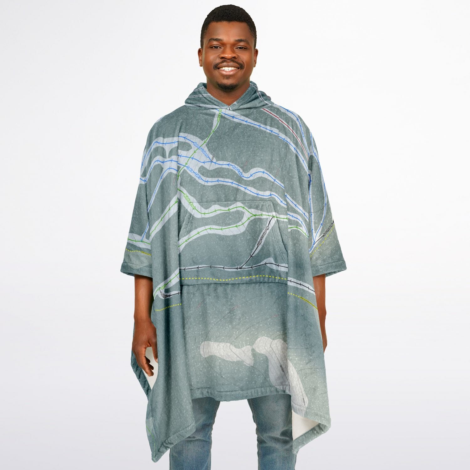 Murray Ridge, British Columbia Ski Resort Map Flannel Blanket Poncho