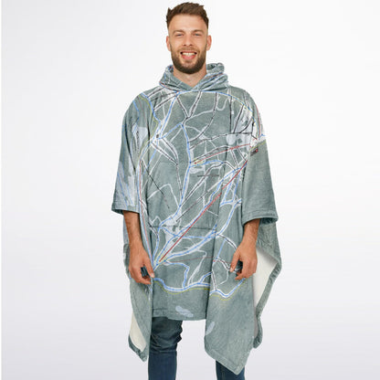 Schweitzer, Idaho Ski Resort Map Flannel Blanket Poncho