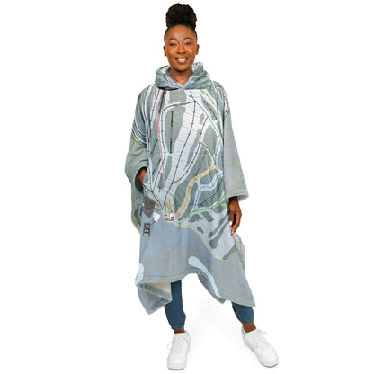 Mont Adstock, Quebec Ski Resort Map Flannel Blanket Poncho